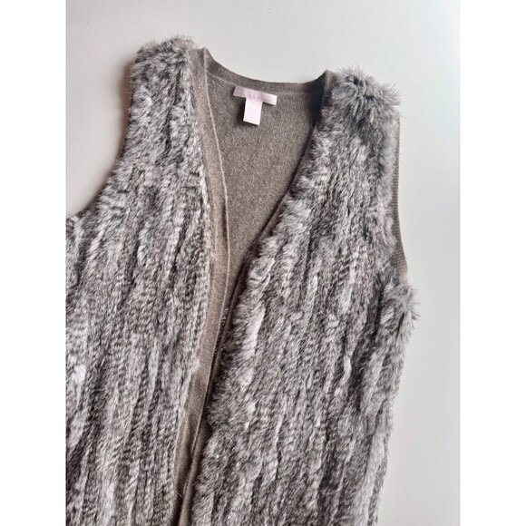 THE CASHMERE PROJECT Rabbit Fur 100% Cashmere Knit Long Vest Cardigan, Size L - Picture 6 of 15